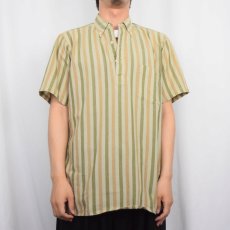 画像2: 60's ARROW USA製 ストライプ柄 3点留め コットンボタンダウンシャツ M (2)