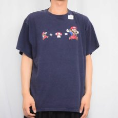 画像2: 2000's Nintendo SUPER MARIO ゲームキャラクタープリントTシャツ NAVY L (2)