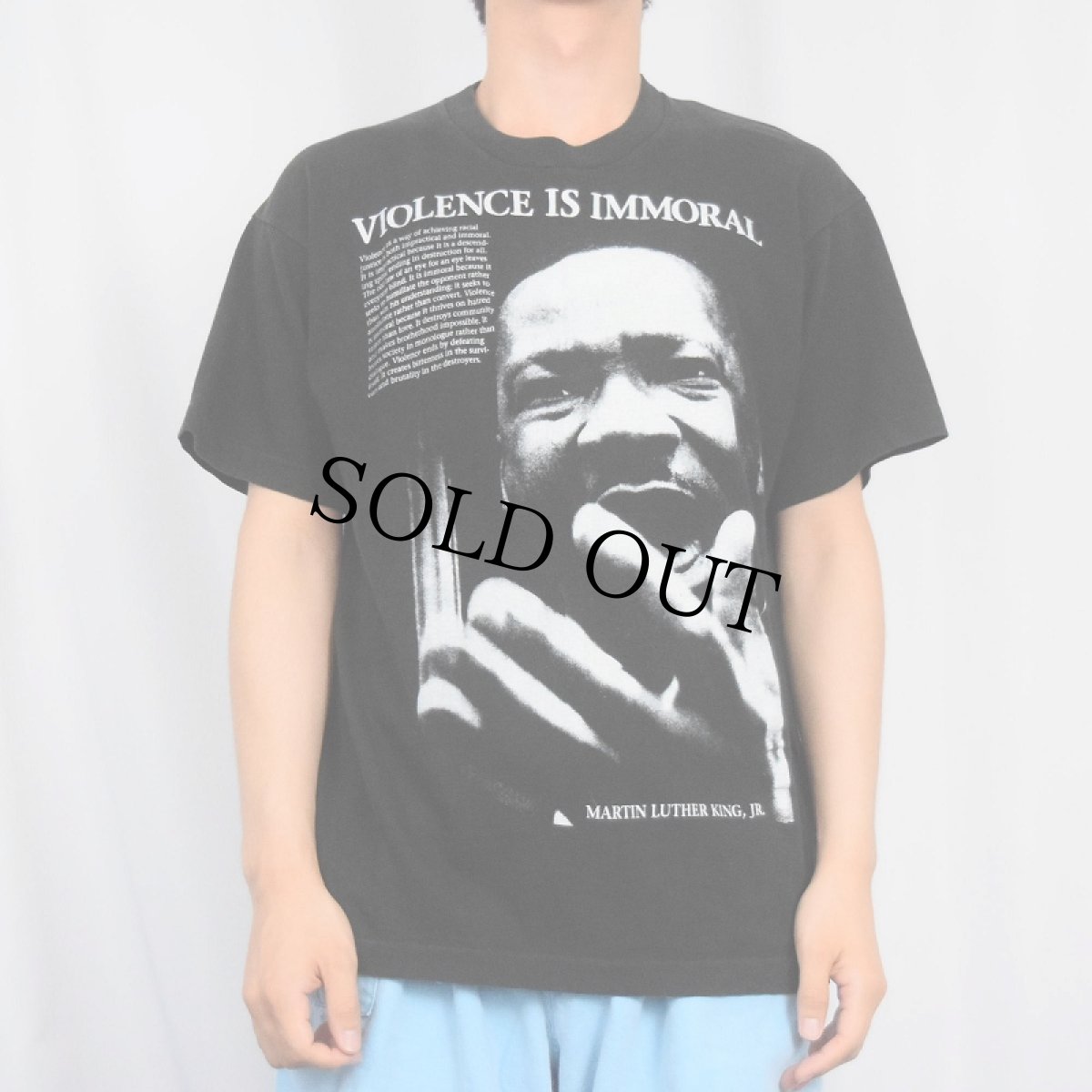 画像2: 90's Martin Luther King, Jr USA製 偉人プリントTシャツ BLACK L (2)