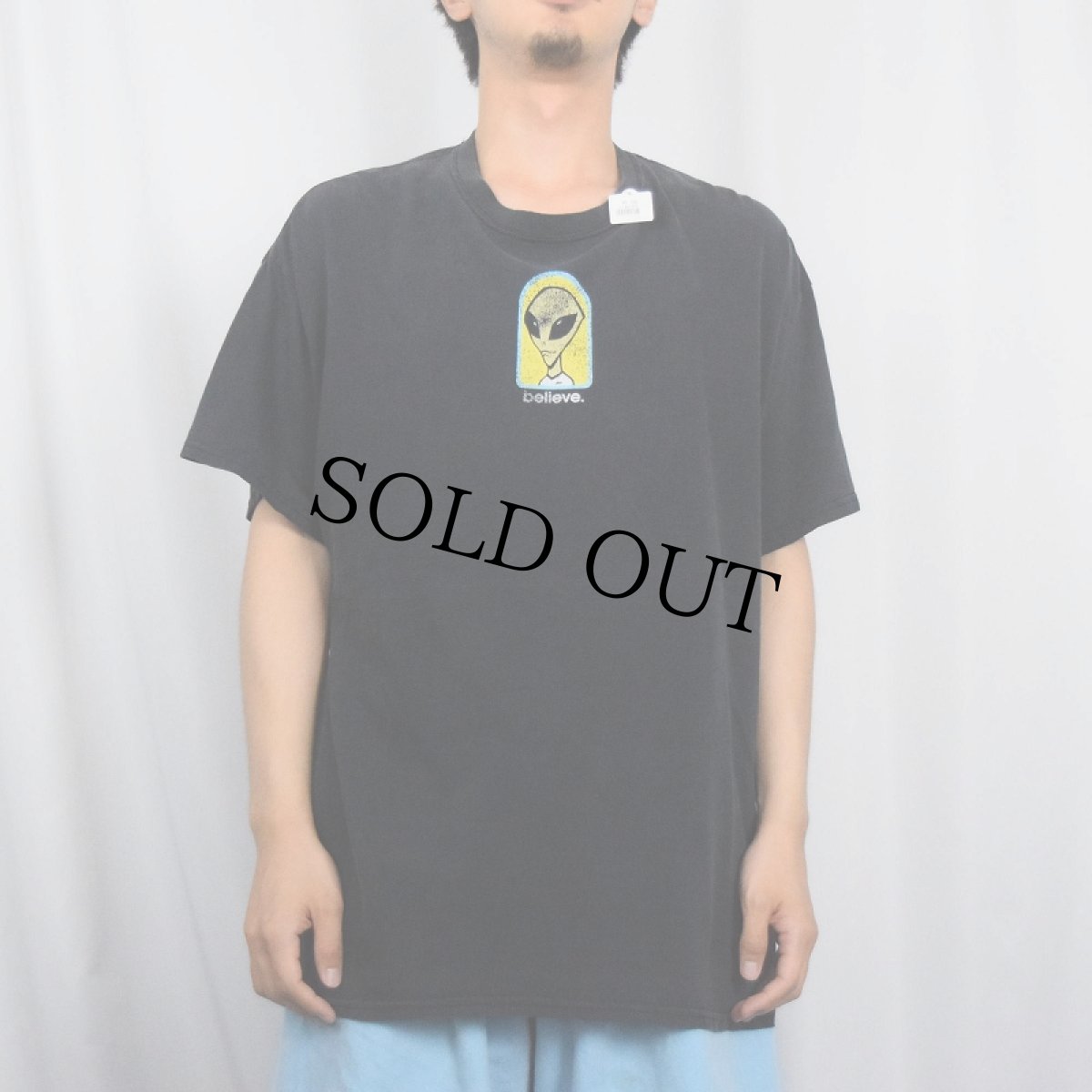 画像2: "believe" エイリアンプリントTシャツ BLACK L (2)