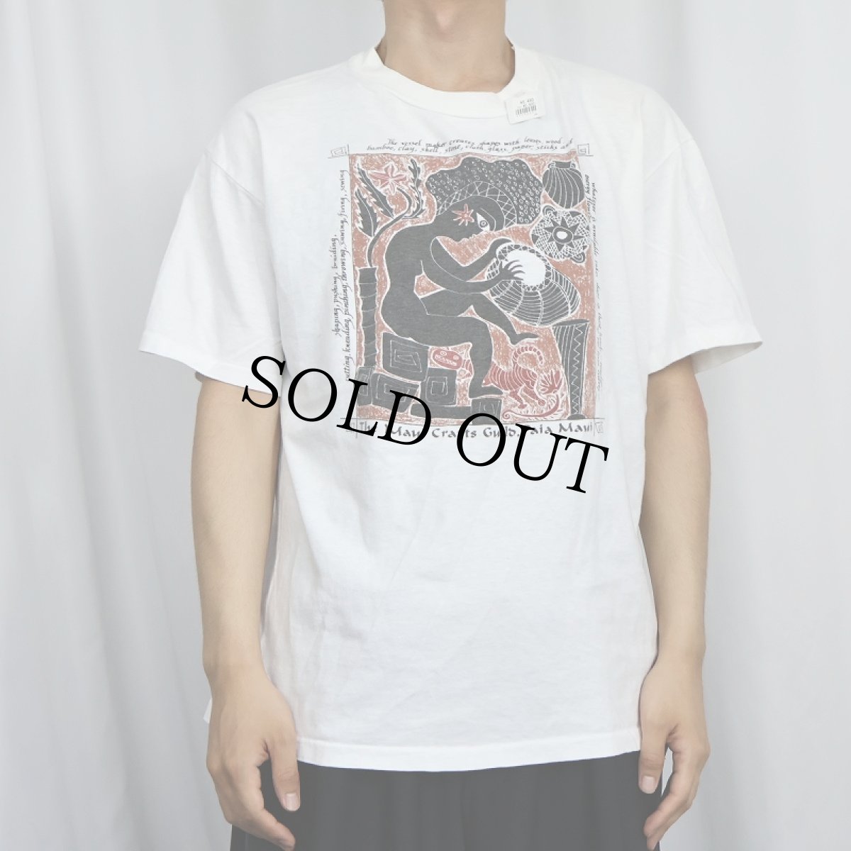 画像2: 90's The Maui Crafts Guild USA製 イラストプリントTシャツ XL (2)