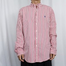 画像2: Ralph Lauren "CLASSIC FIT" ストライプ柄 コットンボタンダウンシャツ L (2)