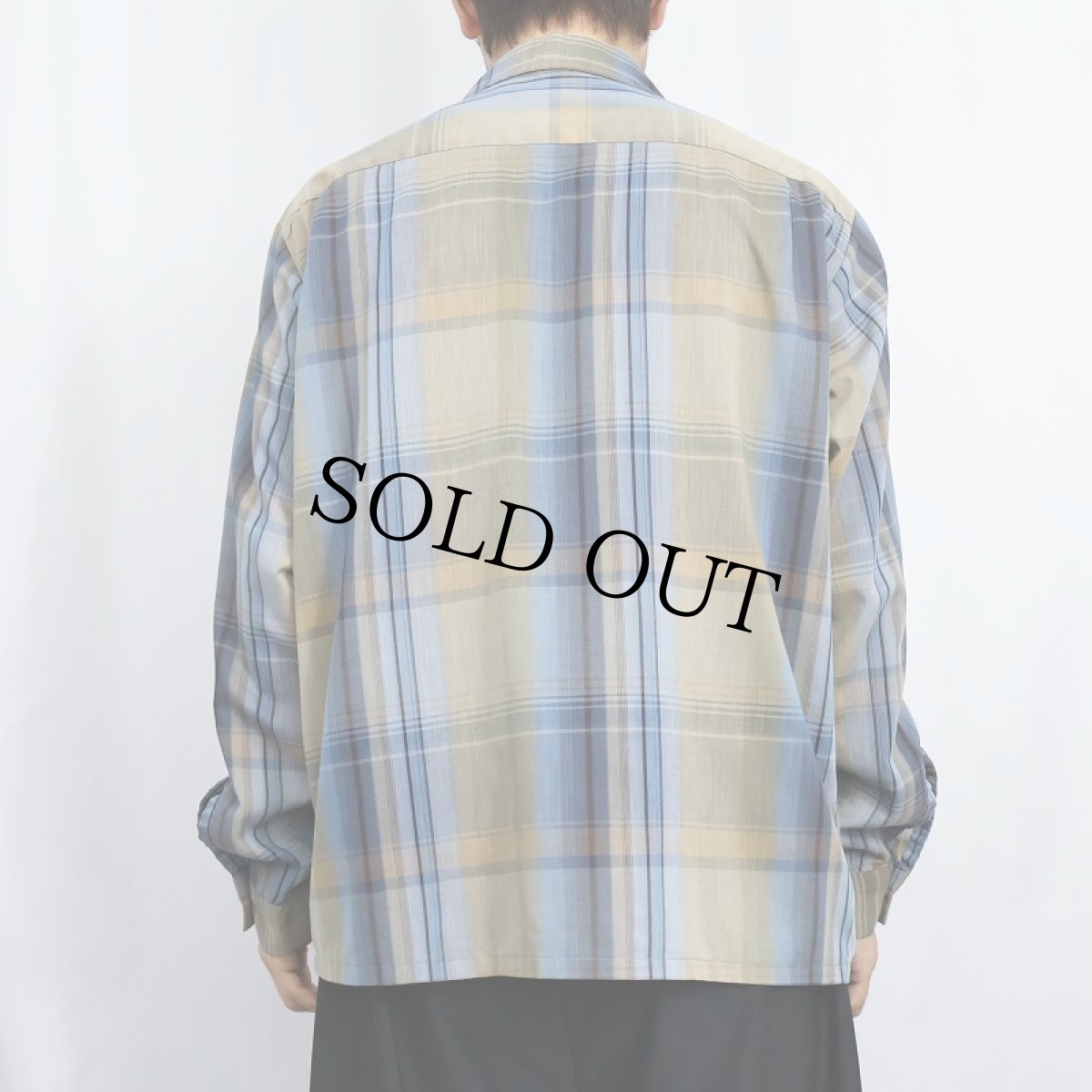 画像3: 80's チェック柄 オープンカラーシャツ L (3)