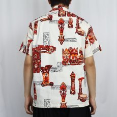 画像3: 80's HAWAIIAN Surf ネイティブ柄 コットンアロハシャツ S (3)