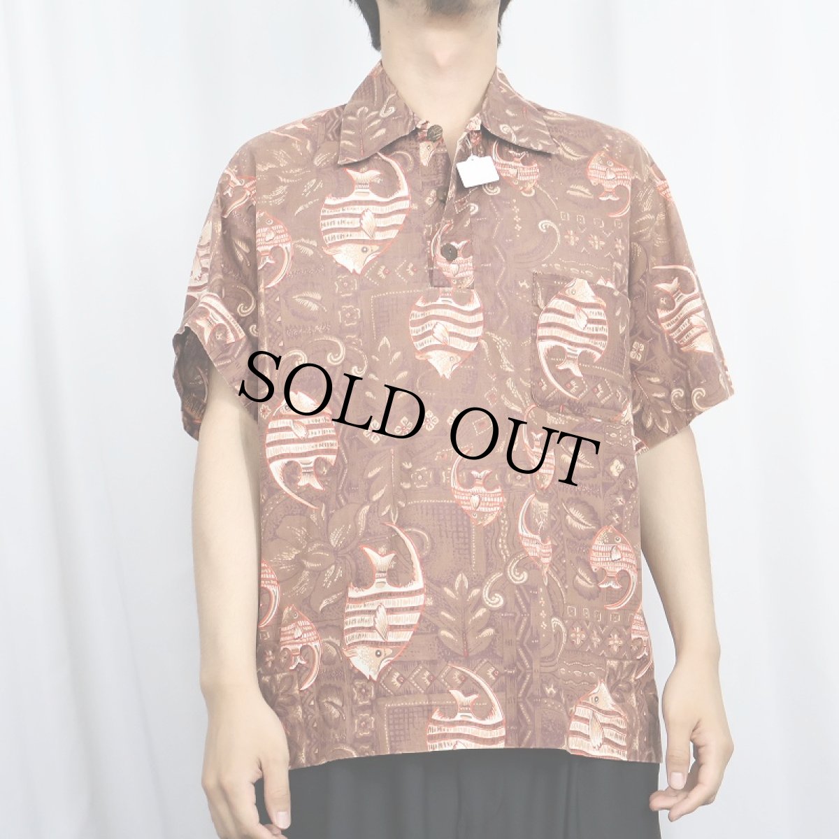 画像2: 80's〜 魚型 コットンプルオーバーアロハシャツ (2)