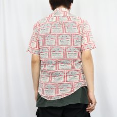 画像3: 〜70's Budweiser 総柄 コットンポリ ボタンダウンシャツ S (3)