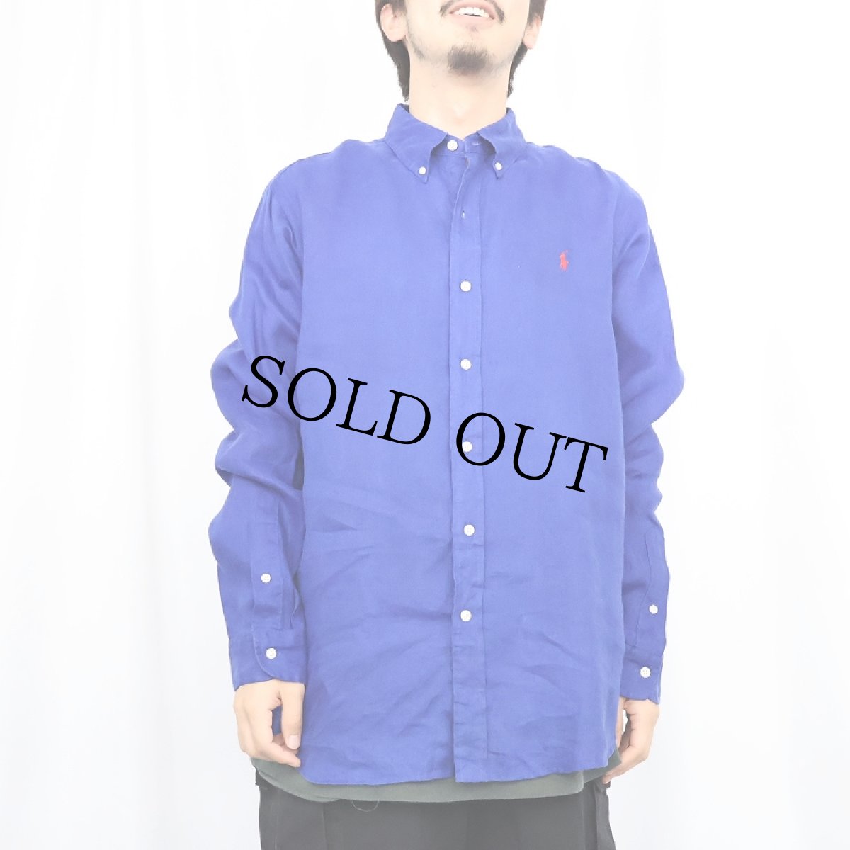 画像2: POLO Ralph Lauren "CLASSIC FIT" リネンボタンダウンシャツ L (2)