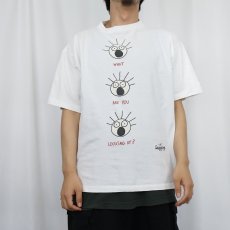 画像2: 90's Scared Guy "WHAT ARE YOU LOOKING AT?" イラストプリントTシャツ L (2)