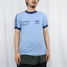 画像2: 80's adidas "Olympic Sprint" サイドライン プリントリンガーTシャツ M (2)