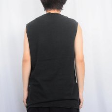 画像3: 2000's Mona Lisa×Horror アートパロディプリント ノースリーブTシャツ BLACK L (3)
