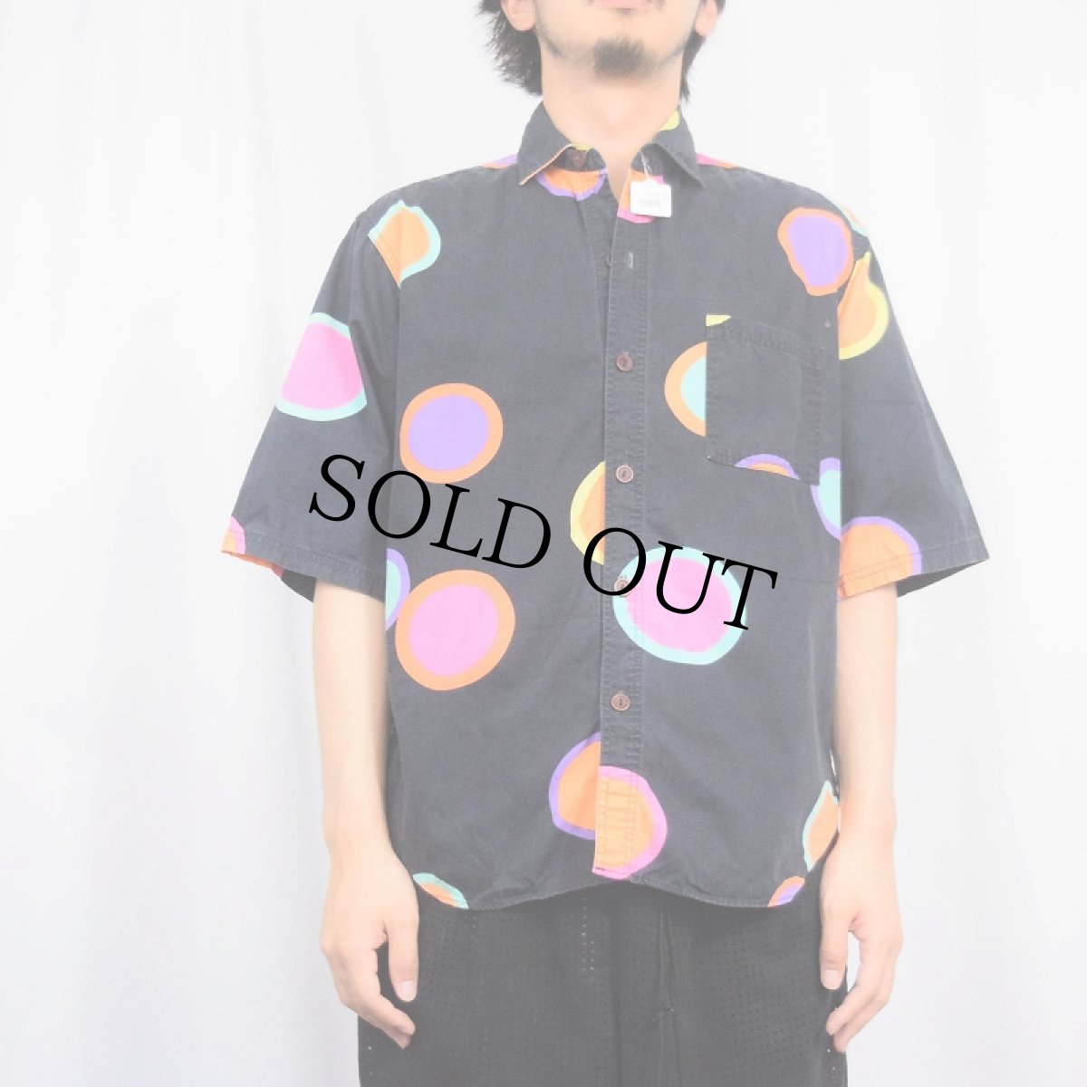 画像2: マルチドット柄 コットンシャツ BLACK L (2)