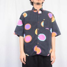 画像2: マルチドット柄 コットンシャツ BLACK L (2)