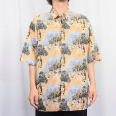 画像2: 90's Guy Buffet Collection by Reyn Spooner HAWAII製 アート柄 コットンアロハシャツ XL (2)