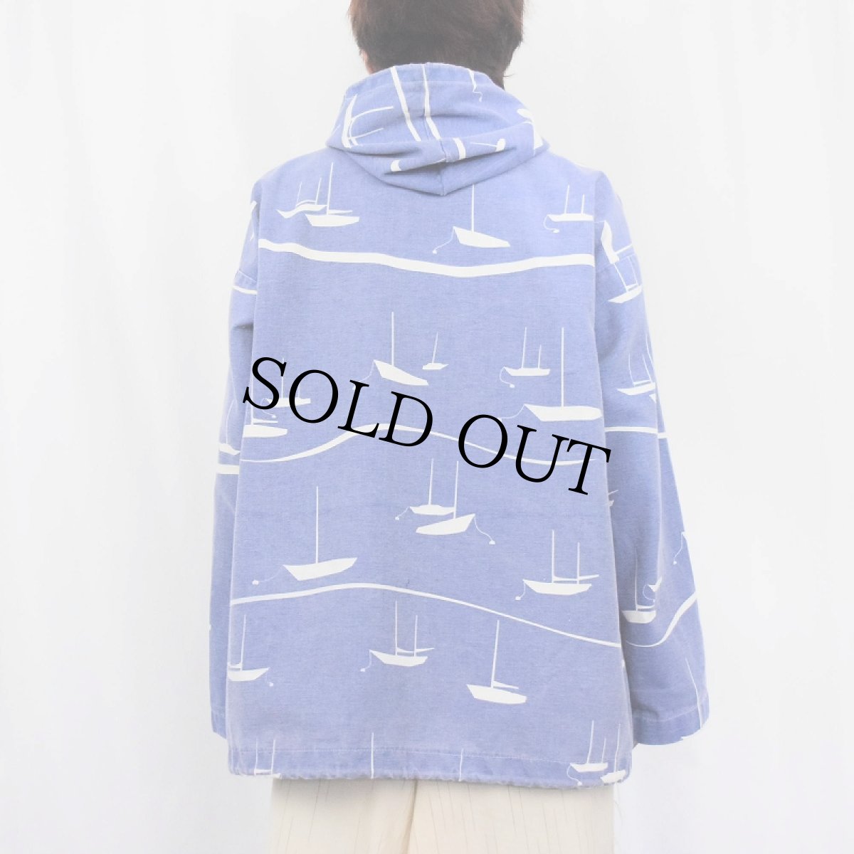 画像3: 90's MICHIGAN RAG CO. USA製 ヨット柄 コットンポリ パーカー M (3)