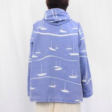 画像3: 90's MICHIGAN RAG CO. USA製 ヨット柄 コットンポリ パーカー M (3)