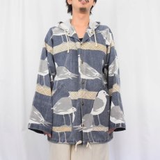 画像2: 90's MICHIGAN RAG CO. USA製 カモメ柄 コットンポリ パーカー S/M (2)