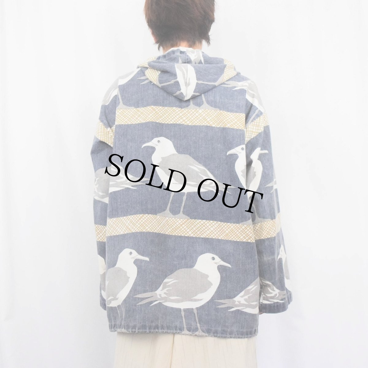 画像3: 90's MICHIGAN RAG CO. USA製 カモメ柄 コットンポリ パーカー S/M (3)