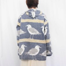 画像3: 90's MICHIGAN RAG CO. USA製 カモメ柄 コットンポリ パーカー S/M (3)