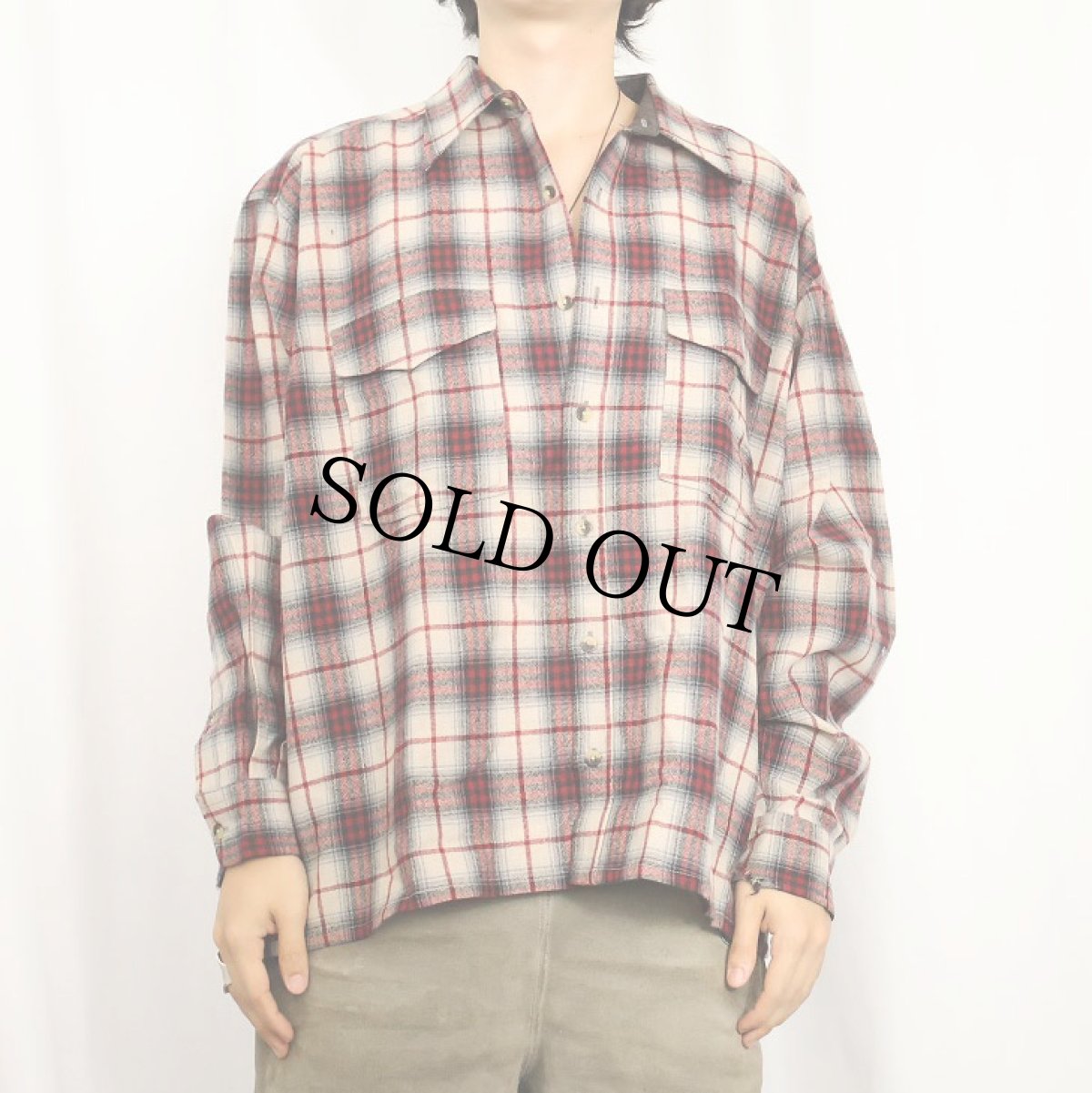 画像2: PENDLETON "OUTDOOR SHIRT" オンブレーチェック柄 ウールシャツ L (2)