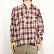 画像2: PENDLETON "OUTDOOR SHIRT" オンブレーチェック柄 ウールシャツ L (2)