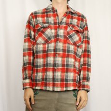 画像2: 50's PENDLETON チェック柄 ウールオープンカラーシャツ M (2)
