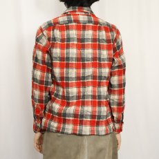 画像3: 50's PENDLETON チェック柄 ウールオープンカラーシャツ M (3)