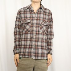 画像2: 70's PENDLETON USA製 チェック柄 ウールオープンカラーシャツ M (2)