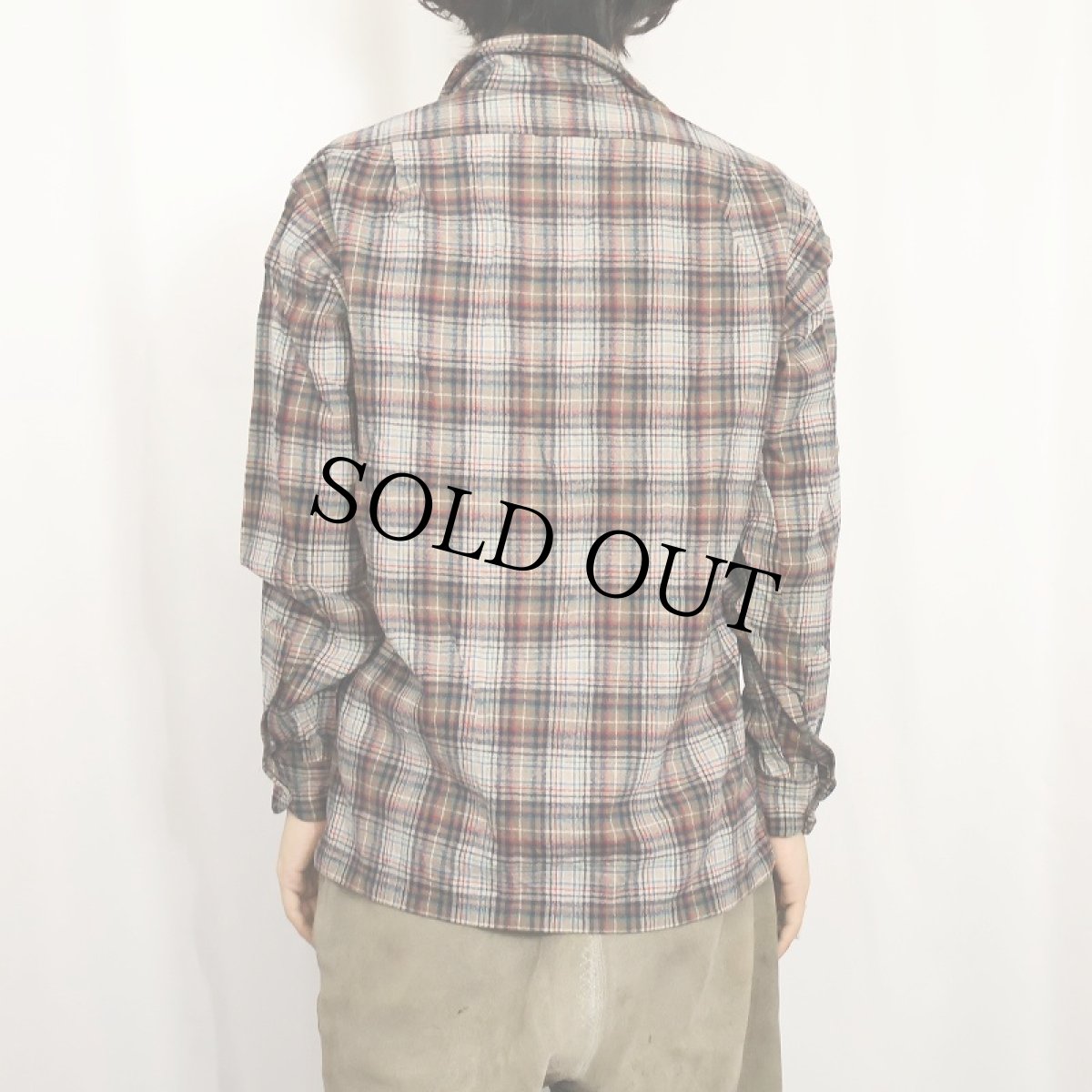 画像3: 70's PENDLETON USA製 チェック柄 ウールオープンカラーシャツ M (3)