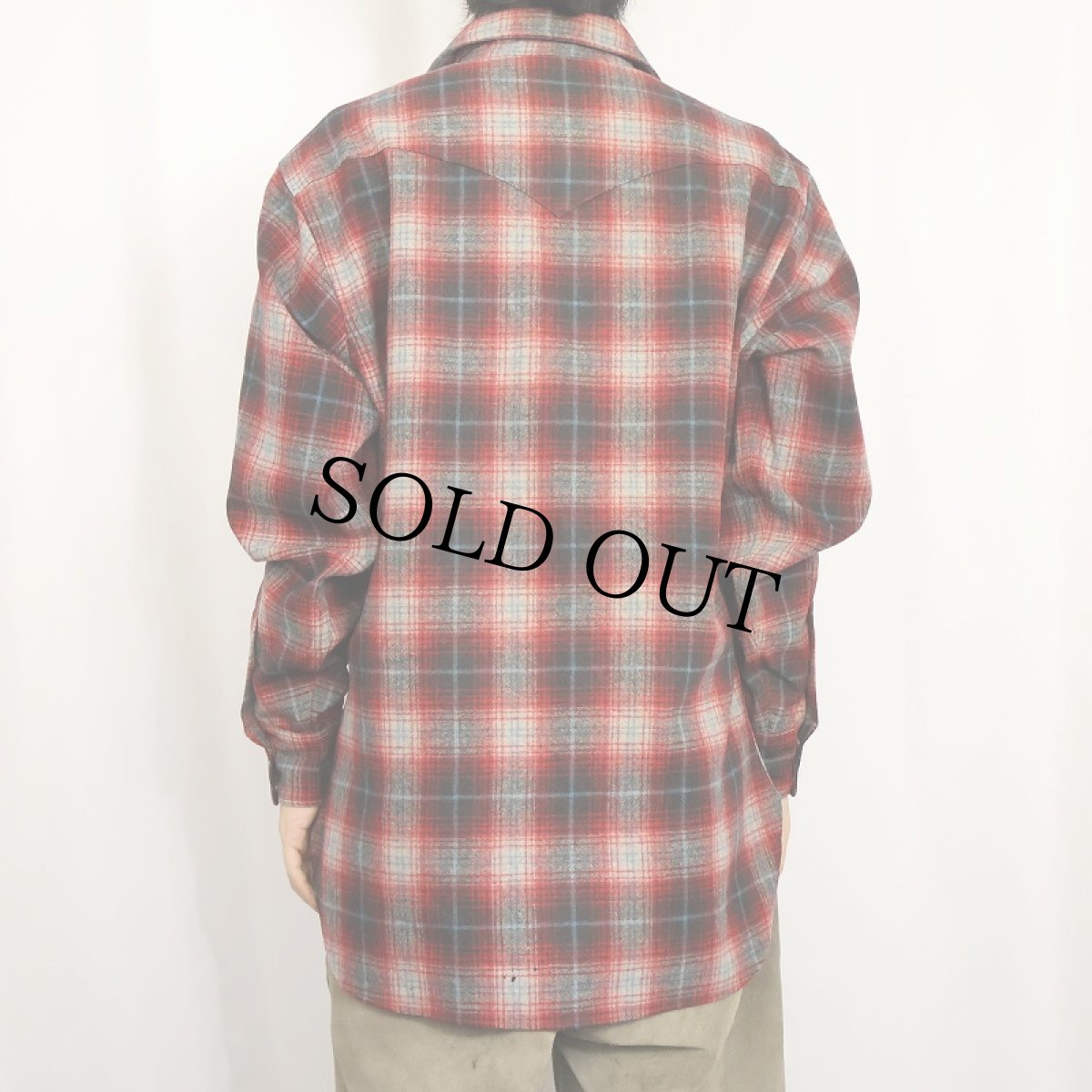 画像3: 70's PENDLETON オンブレーチェック柄 ウールウエスタンシャツ L (3)