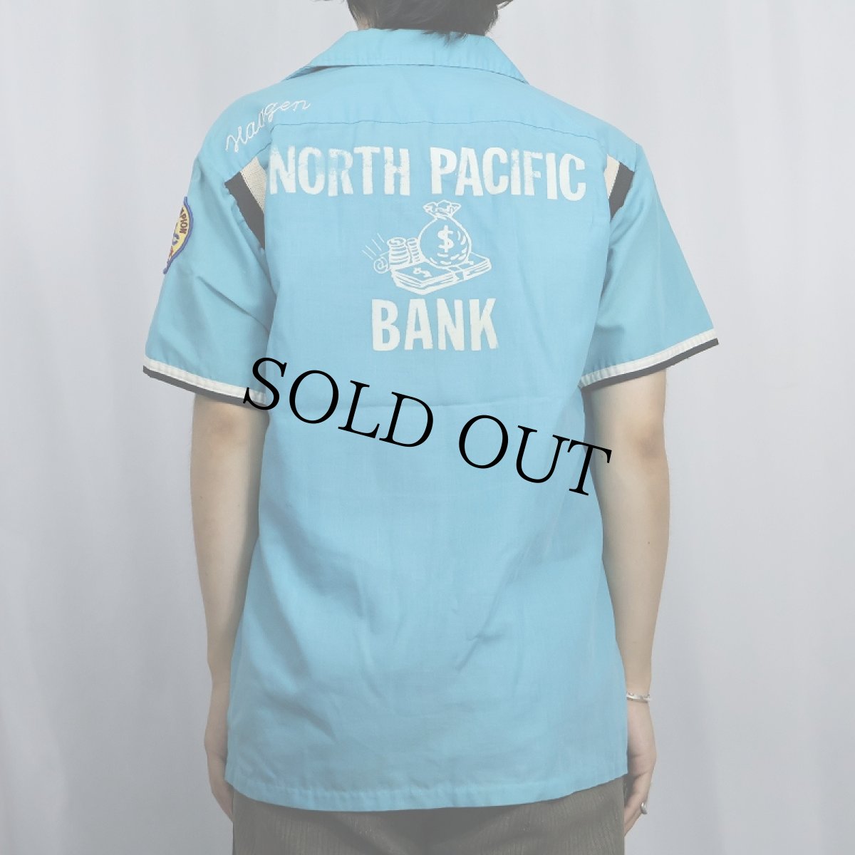 画像4: 70's Hilton USA製 "NORTH PACIFIC BANK" チェーン刺繍 ボーリングシャツ 15-M-15 1/2 (4)