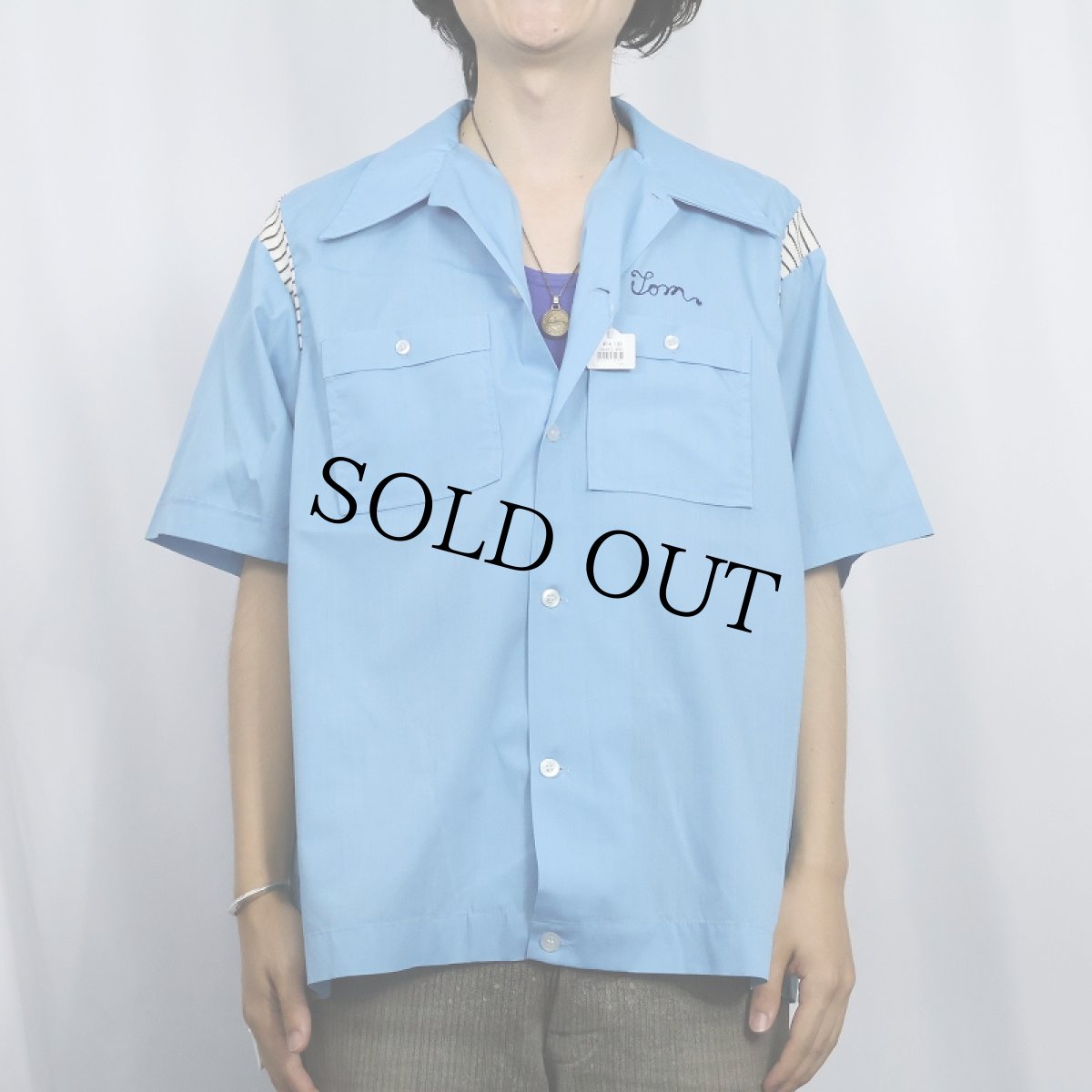 画像3: 70's OLYMPIAN USA製 "ST.PETER'S COLLEGE" チェーン刺繍 ボーリングシャツ (3)