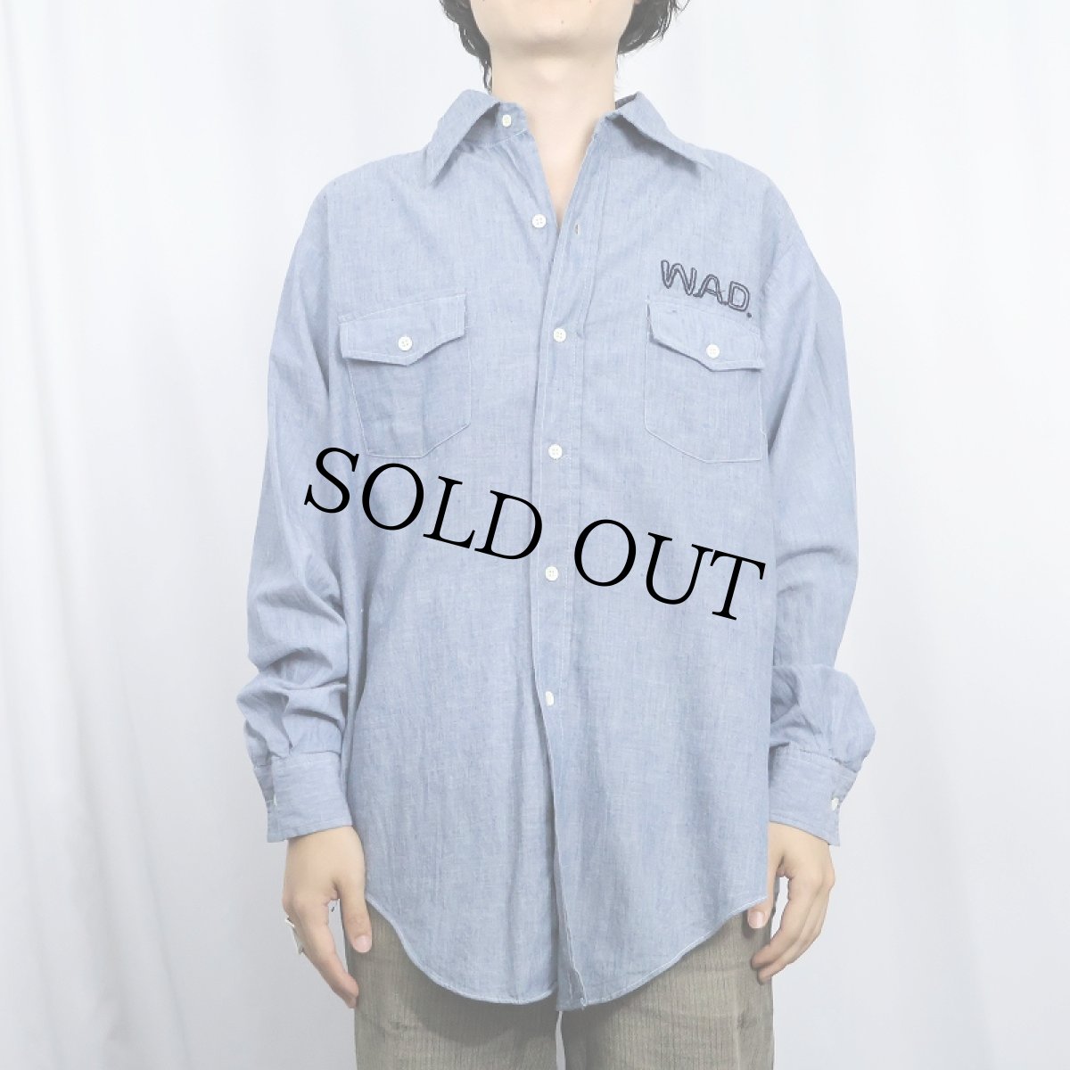 画像3: 60〜70's "SANFORIZED" サソリ刺繍 シャンブレーシャツ L (3)