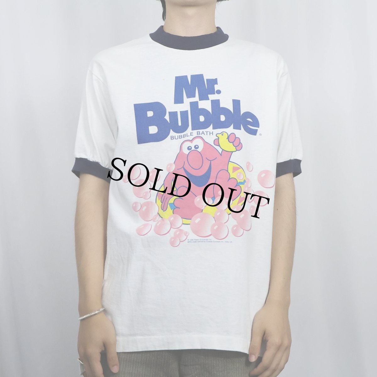 画像2: 90's Mr.Bubble USA製 バブルバスメーカー キャラクタープリントリンガーTシャツ L (2)