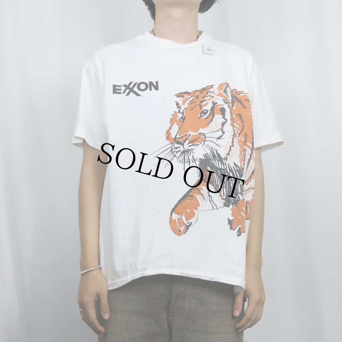 画像3: 90's EXXON USA製 エネルギー企業 "虎" 巻きプリントTシャツ L (3)