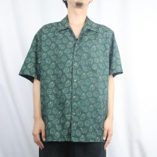 画像2: 80's KENNINGTON 総柄 ポリエステル×レーヨン シャツ L (2)