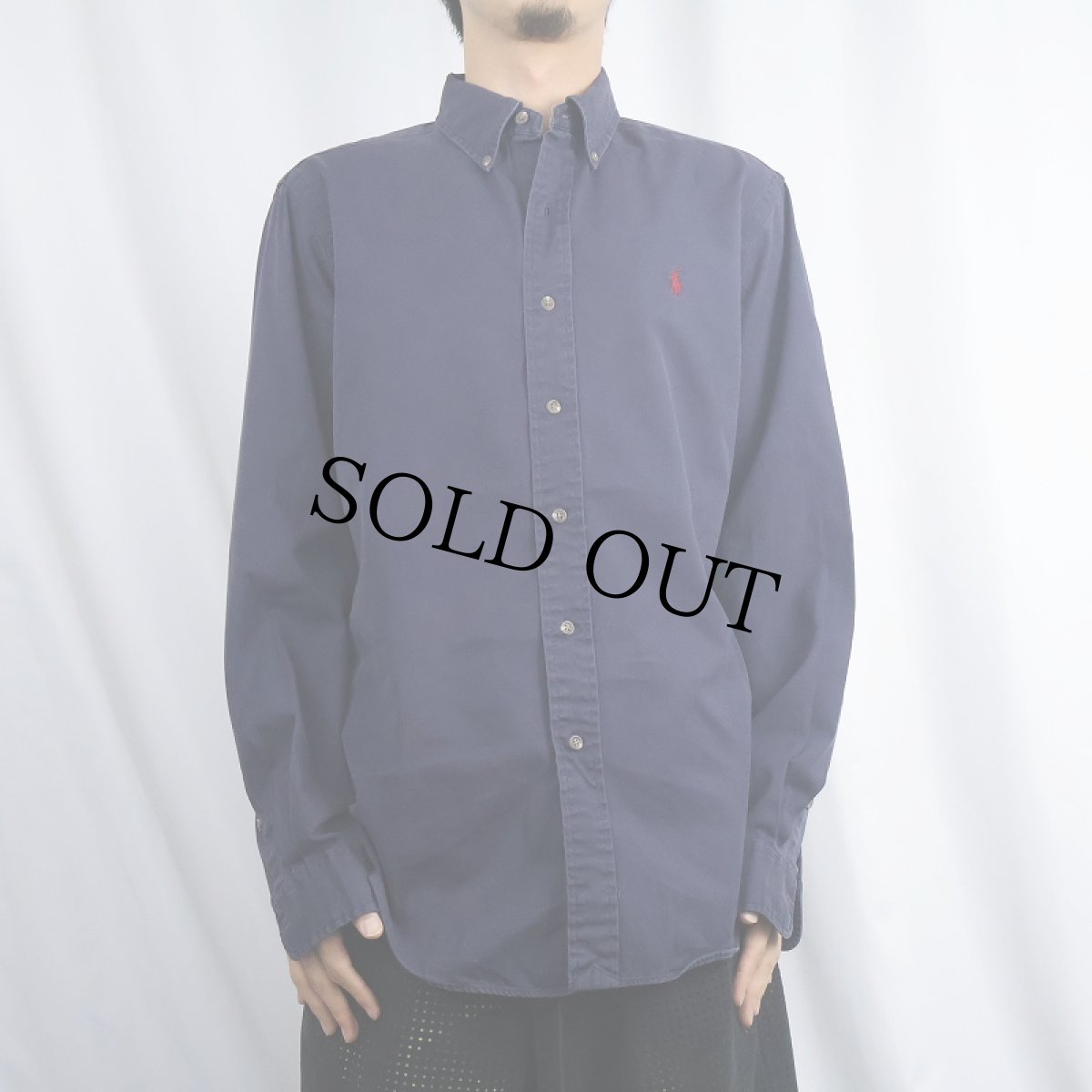 画像2: Ralph Lauren "CLASSIC FIT" コットンボタンダウンシャツ NAVY M (2)