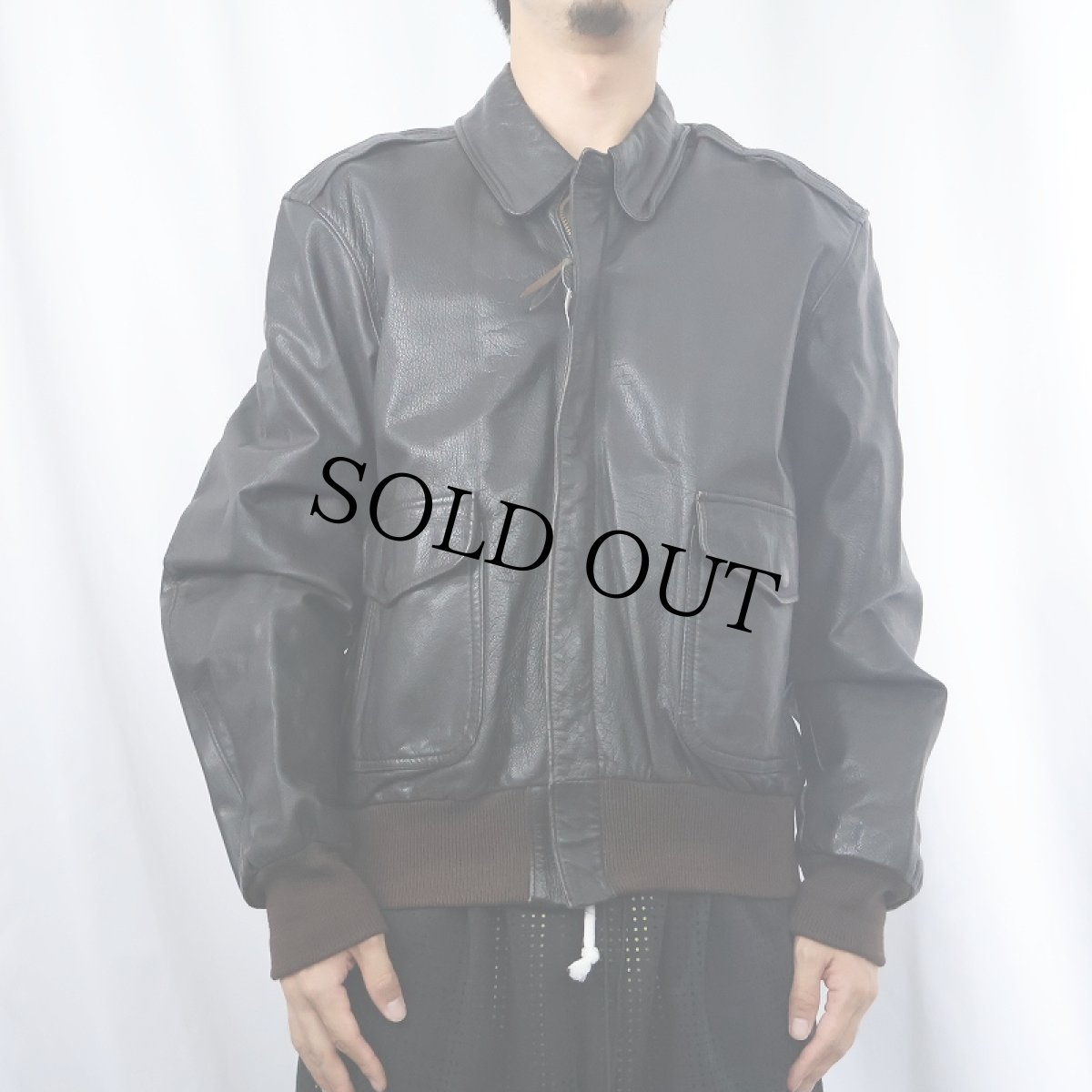 画像2: 70〜80's A-2 TYPE USA製 フライトレザージャケット BROWN (2)