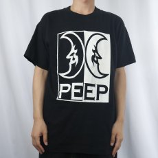 画像2: 90's USA製 "PEEP" 月イラストプリントTシャツ BLACK L (2)