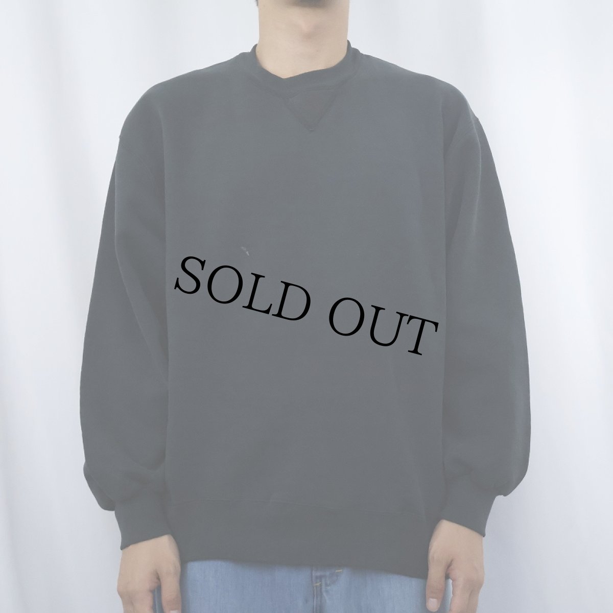 画像2: 90's RUSSELL ATHLETIC USA製 前V スウェット BLACK L (2)