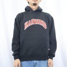 画像2: 90's RUSSELL ATHLETIC USA製 "HARVARD" プリントスウェットフーディー BLACK XL (2)