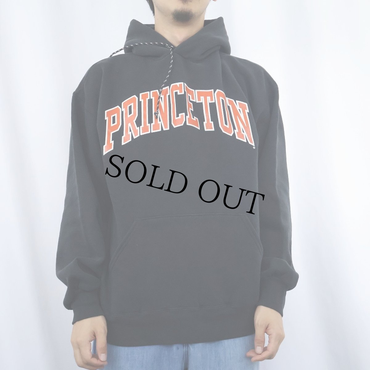 画像2: 90's RUSSELL ATHLETIC USA製 "PRINCETON" プリントスウェットフーディー BLACK L (2)