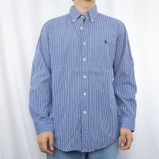 画像2: Ralph Lauren "CUSTOM FIT" ストライプ柄 コットンボタンダウンシャツ SIZE16 32/33 (2)