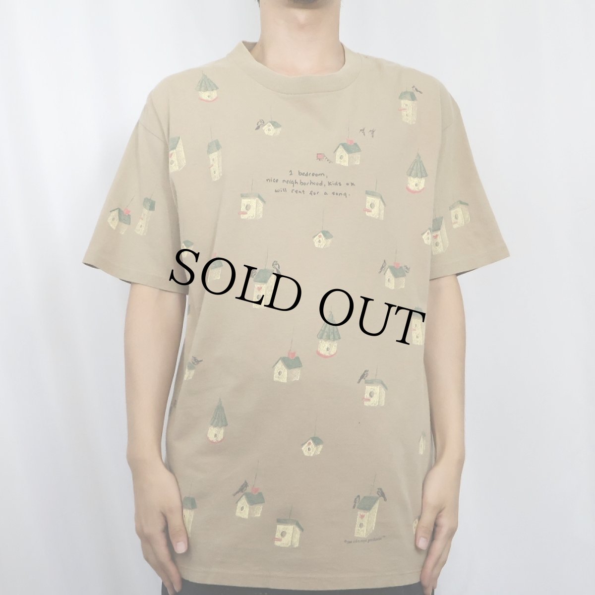 画像3: 90's rel-e-vant products USA製 巣箱プリントTシャツ L (3)