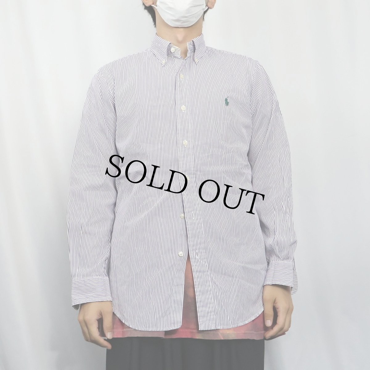 画像2: POLO Ralph Lauren "CUSTOM FIT DRESS SHIRT" ストライプ柄 コットンボタンダウンシャツ SIZE15/38 (2)