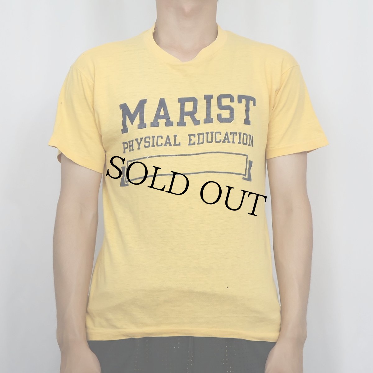 画像2: 70's Champion バータグ USA製 "MARIST" プリントTシャツ M (2)