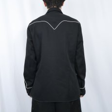 画像5: 70's H BAR C トランプ刺繍 ポリエステル ウエスタンシャツ BLACK (5)