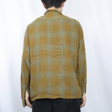 画像5: 70's VAN HEUSEN オンブレーチェック柄 レーヨンオープンカラーシャツ M (5)