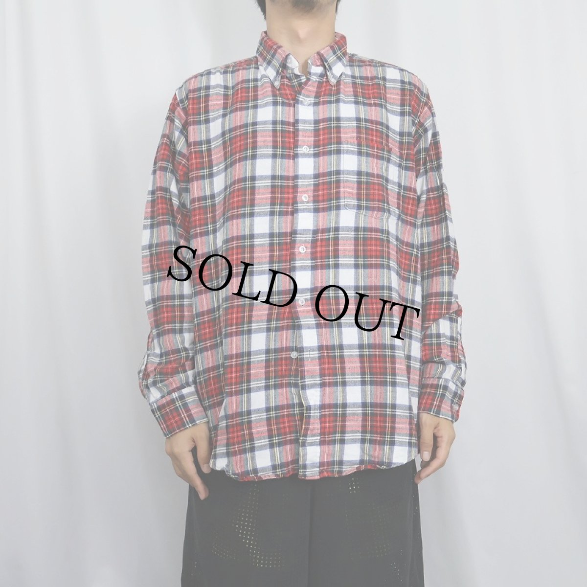 画像2: 80's L.L.Bean USA製 チェック柄 ライトネル ボタンダウンシャツ L (2)