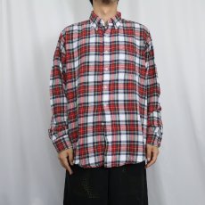 画像2: 80's L.L.Bean USA製 チェック柄 ライトネル ボタンダウンシャツ L (2)