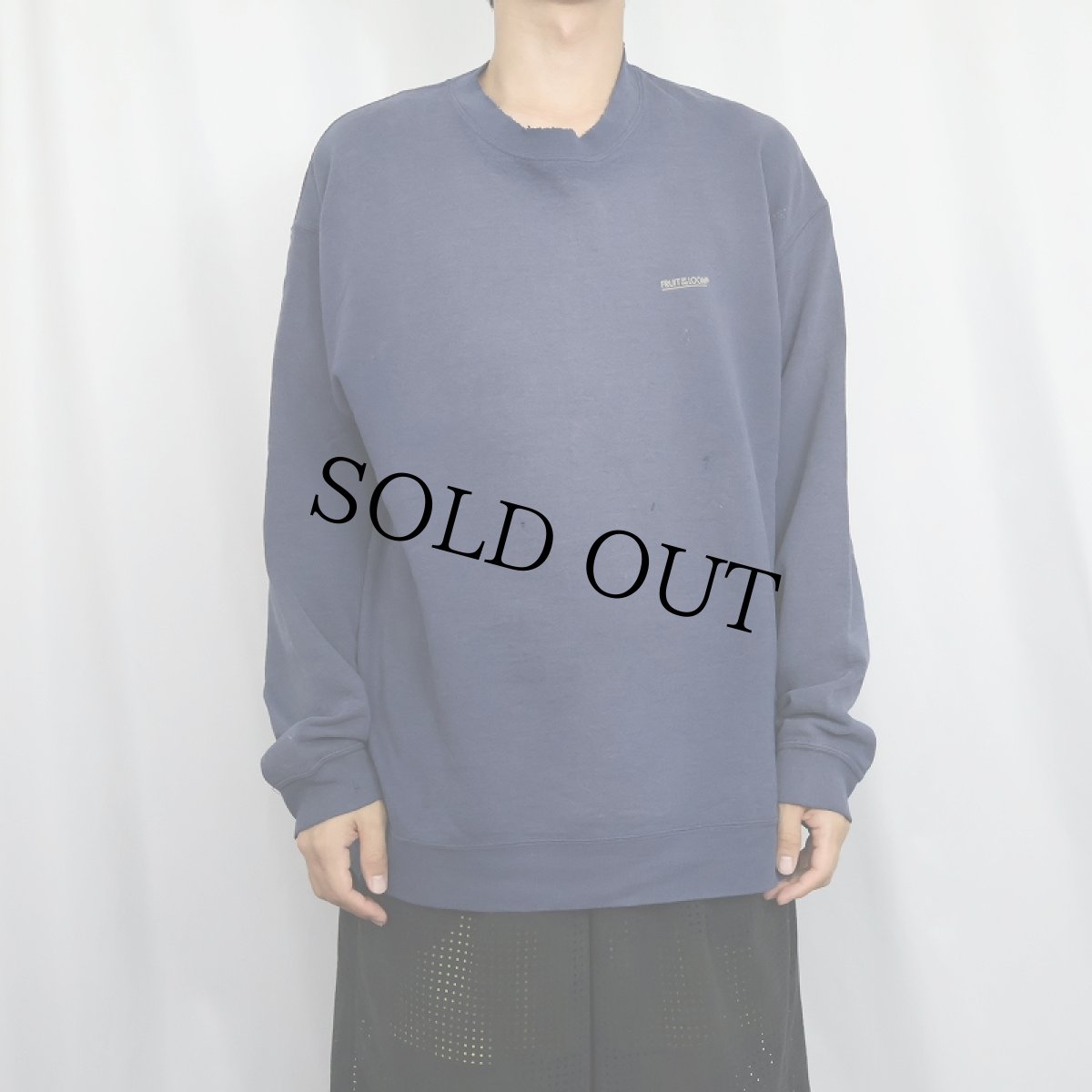 画像2: FRUIT OF THE LOOM ロゴプリント フェードスウェット NAVY L (2)